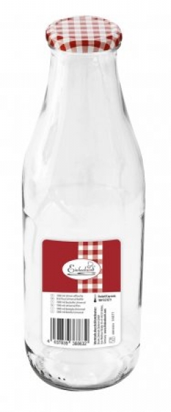 Saftflasche mit Deckel rot/weiss karriert 1000ml